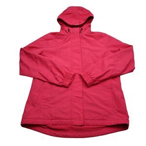 Magellan Outdoors Jacket Womens M Red Fleece Lined Hooded Full Zip Windbreaker